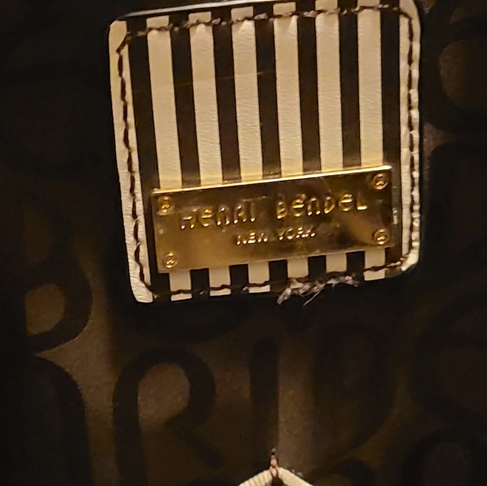 henri bendel Black Saffiano Leather Laptop Tote with Gold Hardware